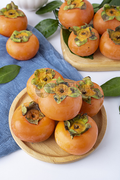 秋季丰收美食水果柿子图片
