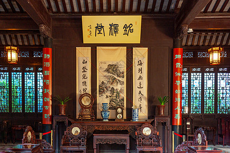 中国风花瓶南京愚园中式厅堂背景