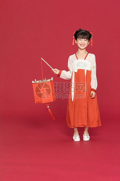 古风汉服中国风小女孩提灯笼图片