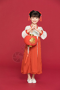 古风汉服中国风小女孩提灯笼背景图片