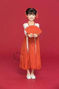 古风汉服中国风小女孩收红包图片