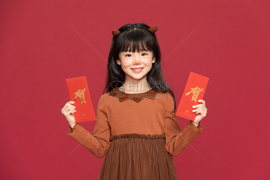 古风汉服中国风小女孩收红包图片