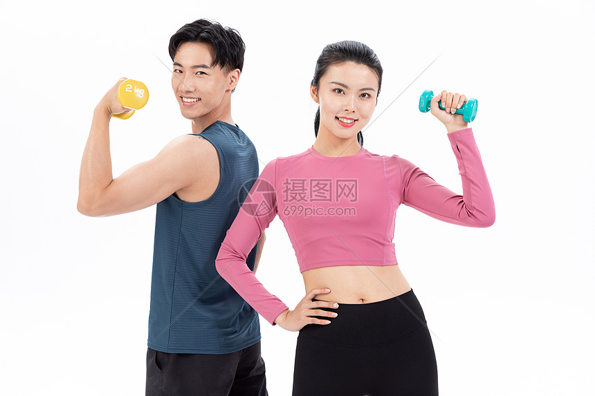 青年夫妻健身锻炼图片