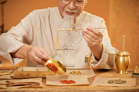 老中医称量中草药背景图片