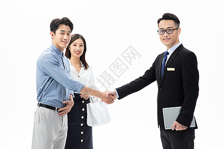 代理人销售与客户握手合作背景