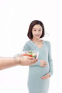 喜欢吃沙拉的孕妇高兴的人图片