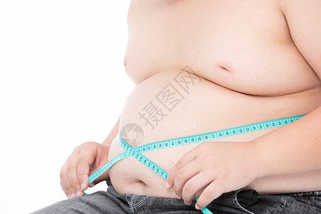 男孩用软尺测量腰围肥胖图片