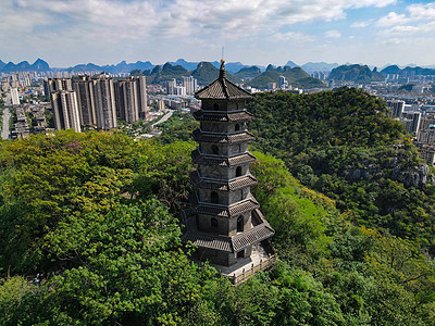 航拍广西柳州蟠龙塔背景图片