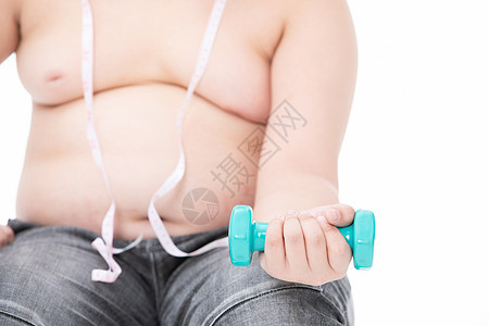 减肥的小男孩举哑铃的胖子图片