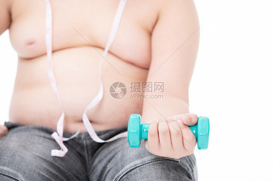 减肥的小男孩举哑铃的胖子图片