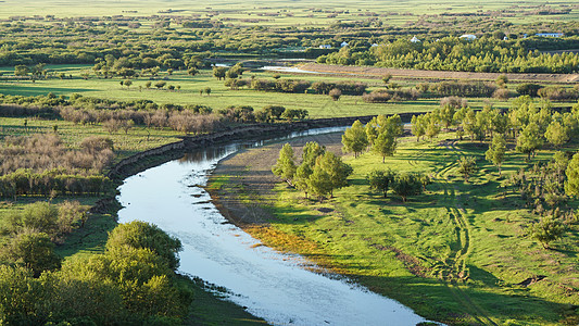 内蒙古风景呼伦贝尔大兴安岭森林草原湿地2背景