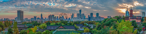 南京城市天际线晚霞图片