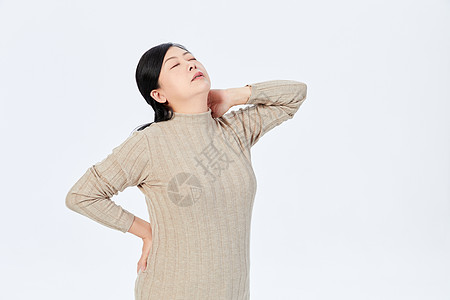 劳累过度中年女性颈椎疼痛背景