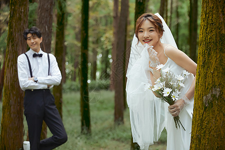 欧美婚纱森系浪漫情侣婚纱写真背景