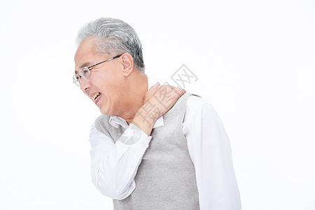 老年男性身体不舒服老人肩膀疼图片