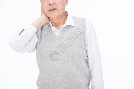 老年男性身体不舒服老人脖子疼图片