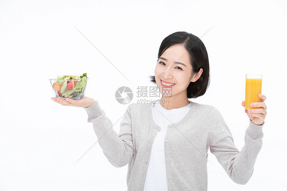 喜欢健康饮食的女性爱喝果汁的人图片