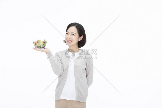 喜欢健康饮食的女性爱吃沙拉的人图片