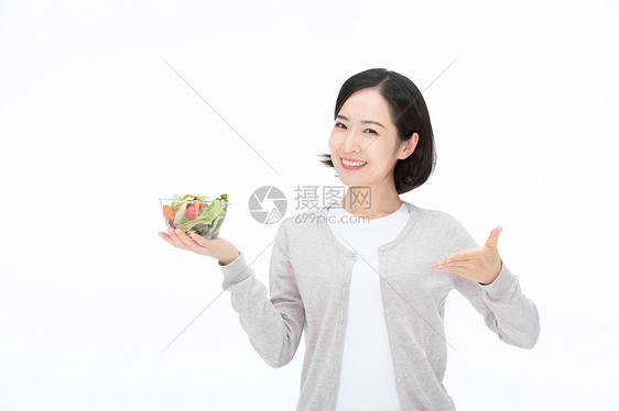 喜欢健康饮食的女性爱吃沙拉的人图片