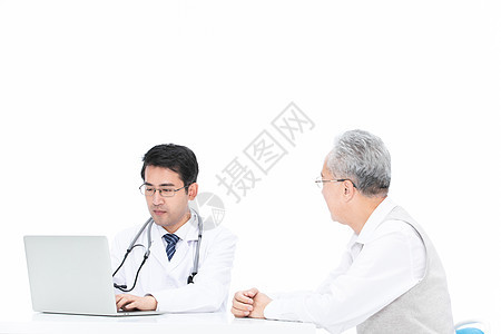 医生为老人检查身体询问病情背景图片
