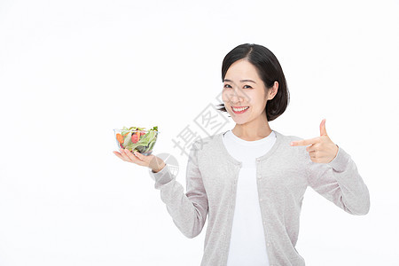女性手指沙拉健康饮食图片
