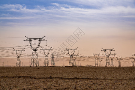科技地平线甘肃敦煌沙漠电缆背景