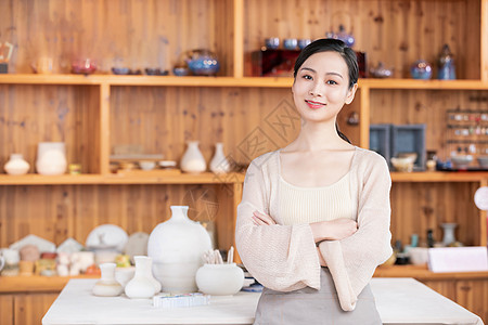 美女陶艺匠人形象图片