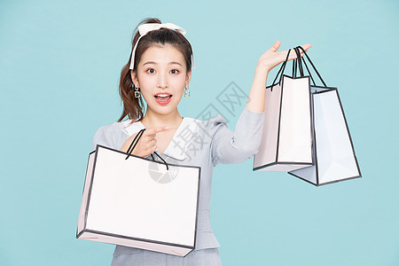 韩系可爱少女购物狂欢图片
