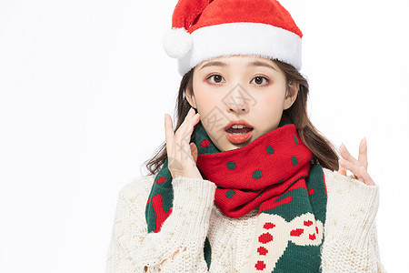 冬季圣诞装扮可爱少女背景图片