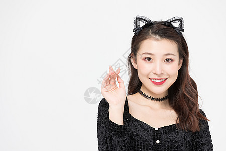 甜美女孩cos猫耳朵写真图片