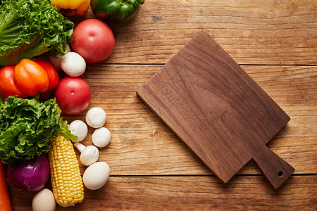 木板蔬菜砧板蔬菜美食素材背景素材背景