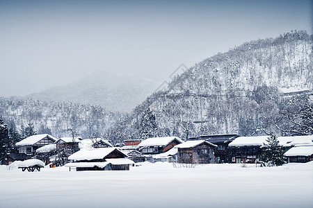 日本冬季白川乡合掌村图片