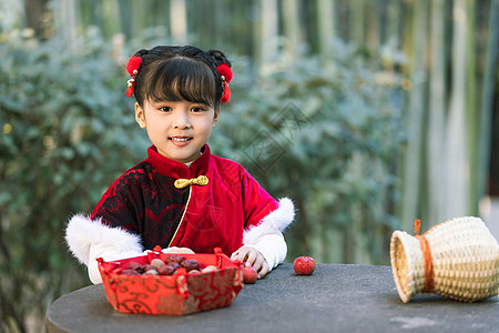 汉服孩子汉服中国风可爱儿童过新年背景