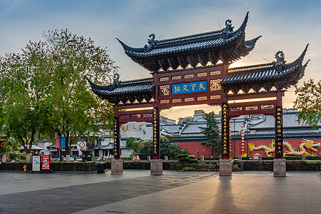 南京夫子庙雪景图片素材