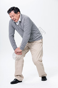老人膝盖疼痛表情痛苦背景图片