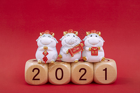 红色主题背景2021年新年快乐牛年主题新春贺彩背景