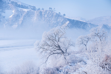 吉林亚龙湾景区冬天树挂风景大雪高清图片素材