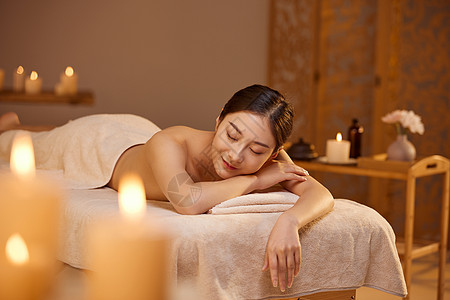 女性养生spa背部展示图片素材