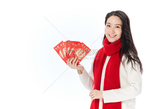 冬季女性发红包过春节图片