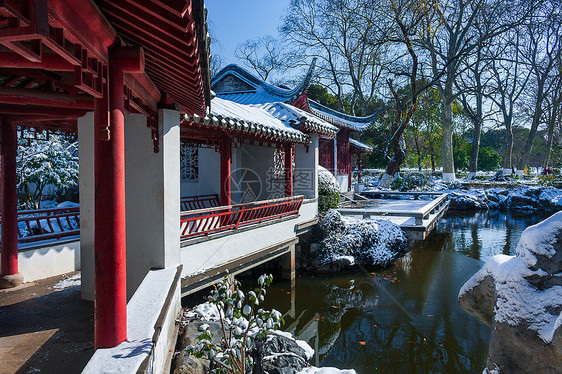 南京明孝陵红楼艺文苑雪景图片