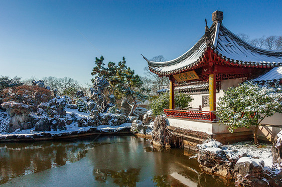 南京明孝陵红楼艺文苑雪景图片