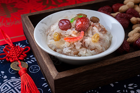 传统和食糯米八宝饭背景