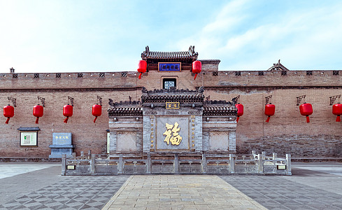 喜庆中国灯笼山西乔家大院冬季建筑景观背景