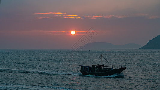 海洋生态环境海上捕鱼船队背景