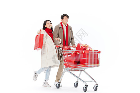 情侣一起推购物车图片图片