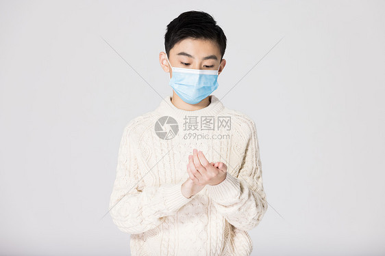青少年儿童戴口罩手部清洁消毒图片
