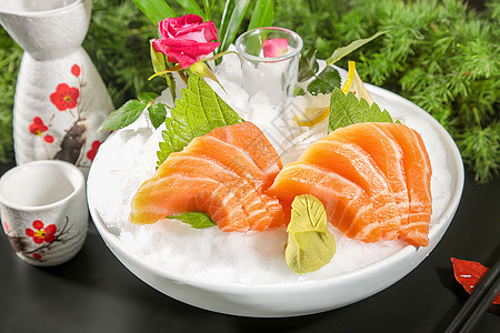 日本料理三文鱼刺身美味图片
