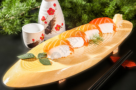 三文鱼刺身寿司日本料理三文鱼手握背景
