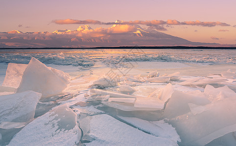海岸冬天风光海冰高清图片素材