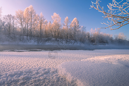 阳光雪地黑龙江库尔滨冬天风景背景